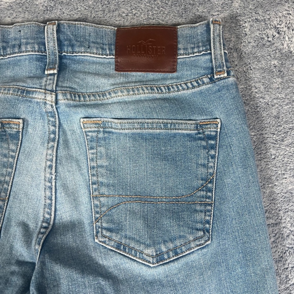 Hollister Epic Flex Slim Straight Distressed Light Wash Jeans Mens 29(30)x32(30) - Picture 14 of 16